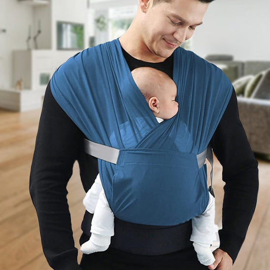 echarpe de portage papa bleue