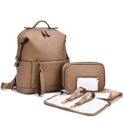 Sac à dos à langer en cuir │MaternitéPlus™