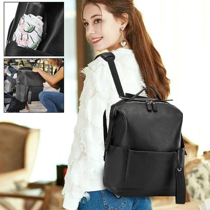 Sac à dos à langer en cuir │MaternitéPlus™