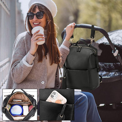 Sac à dos à langer en cuir │MaternitéPlus™